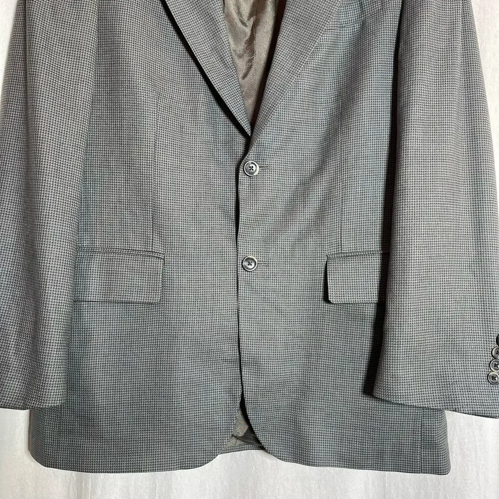 Oscar De La Renta Blazer 41R 100% Wool Micro Houndstooth Classic Suit Jacket